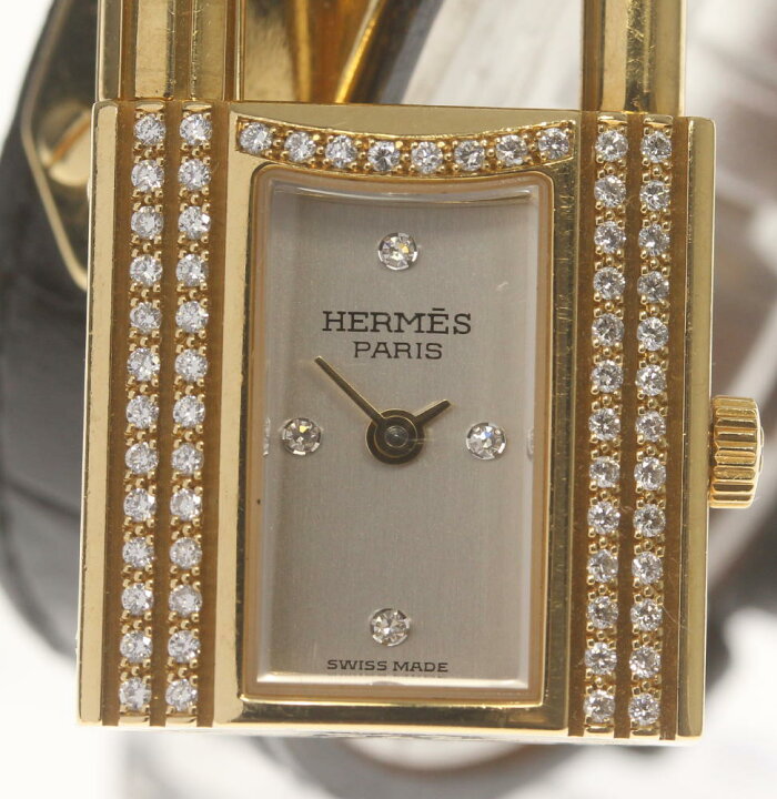 楽天市場】【HERMES】エルメス K18YG ケリー ウォッチ ダイヤベゼル 4P  