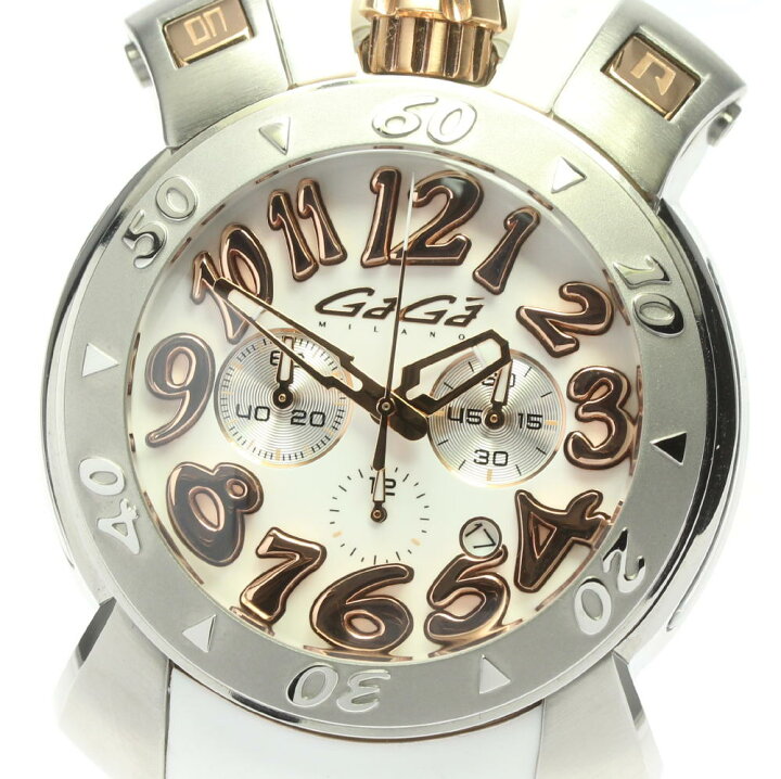 楽天市場】☆美品 箱保【GaGa MILANO】ガガミラノ クロノ48MM 8016.01 