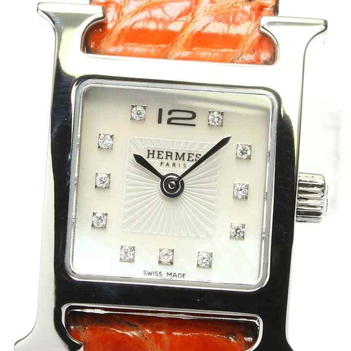 楽天市場】☆良品【HERMES】エルメス Hウォッチ ミニ 11Pダイヤ HH1 