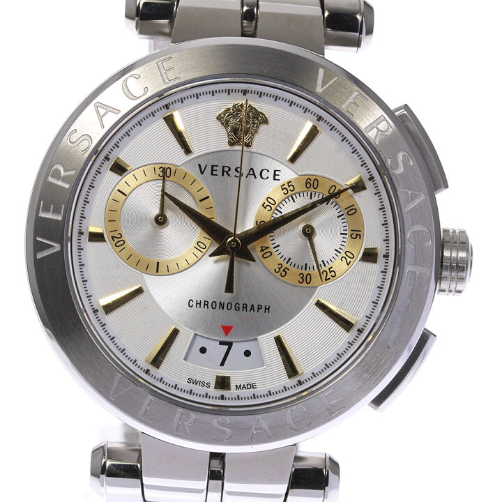 楽天市場】☆美品☆内箱・保証書付き【VERSACE】ヴェルサーチ クロノ 