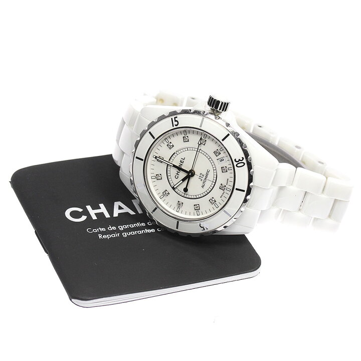 楽天市場】【CHANEL】シャネル J12 白セラミック 12Pダイヤ デイト  