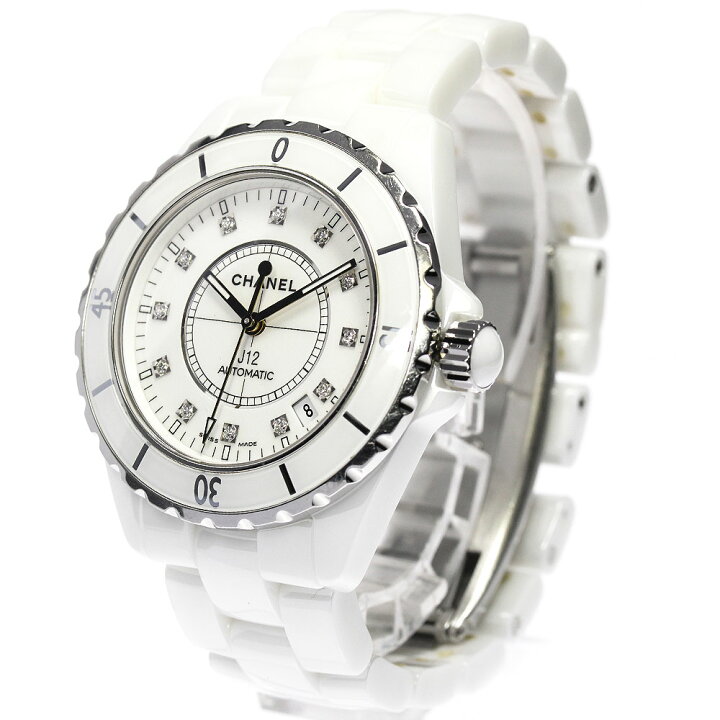 楽天市場】【CHANEL】シャネル J12 白セラミック 12Pダイヤ デイト  