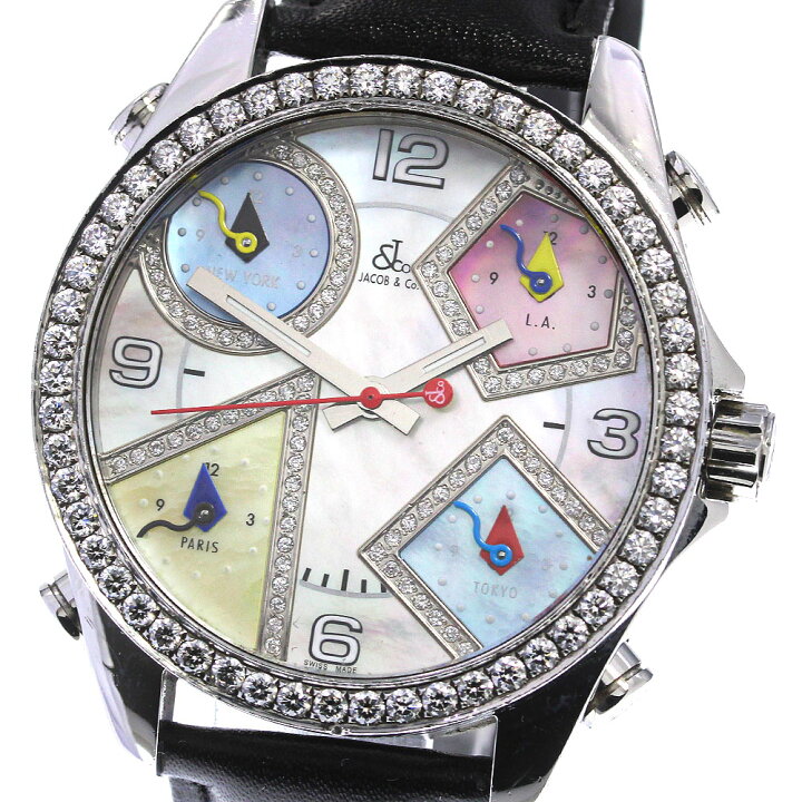 訳あり ジェイコブ JACOB&CO 知り 5タイムゾーン ダイヤベゼル  