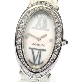 ★保証書付き【CORUM】コルム オーバル ダイヤベゼル 137.410.47 クォーツ レディース_735750【中古】