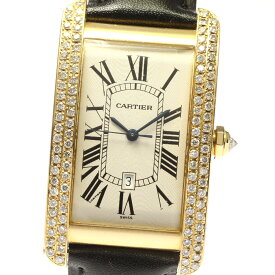 カルティエ CARTIER W2603156 タンクアメリカン LM K18YG アフターダイヤベゼル 自動巻き メンズ _754767【中古】