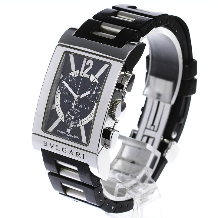 ブルガリ BVLGARI RTC49S レッタンゴロ デイト クロノグラフ クォーツ  