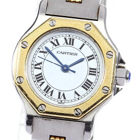 訳あり カルティエ CARTIER W2001683 サントスオクタゴンSM YGコンビ デイト クォーツ レディース _765293【中古】