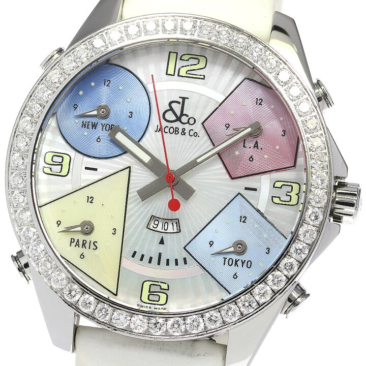 楽天市場】ジェイコブ JACOB&CO 5タイムゾーン 47MM ダイヤベゼル 