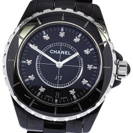 シャネル CHANEL H2124 J12 黒セラミック 11Pダイヤ クォーツ メンズ 良品 箱・保証書付き_782386【中古】