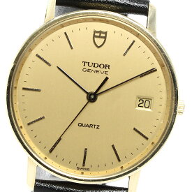 チュードル TUDOR 15008 ジュネーブ K18YG デイト クォーツ メンズ 保証書付き_781282【中古】