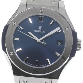 ウブロ HUBLOT 581.NX.7170.LR クラシックフュージョン ブルーチタニウム クォーツ レディース 極美品 箱付き_790830【中古】