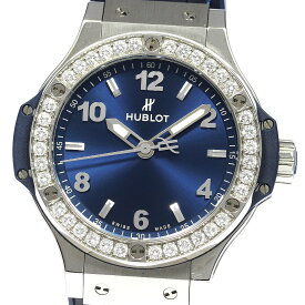 ウブロ HUBLOT 361.SX.7170.LR.1204 ビッグバン スチールブルー ダイヤベゼル クォーツ ボーイズ 美品 _804972【中古】