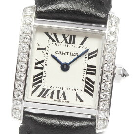 カルティエ CARTIER WE100231 タンクフランセーズSM K18WG ダイヤベゼル クォーツ レディース _805534【中古】