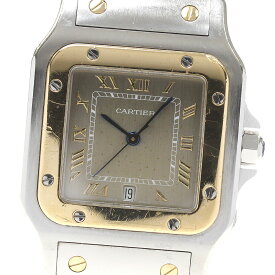 ベルト訳あり カルティエ CARTIER W20030C4 サントスガルべ LM YGコンビ デイト クォーツ メンズ _800111【ev20】【中古】
