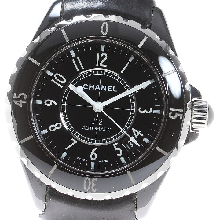 楽天市場】シャネル CHANEL H0683 J12 38MM 黒セラミック 革ベルト  