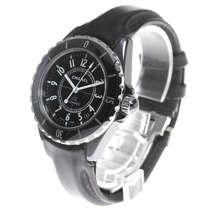 楽天市場】シャネル CHANEL H0683 J12 38MM 黒セラミック 革ベルト  