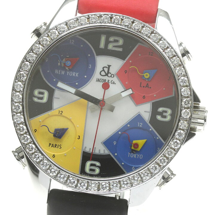 楽天市場】ジェイコブ JACOB&CO 5タイムゾーン 40mm ダイヤベゼル  