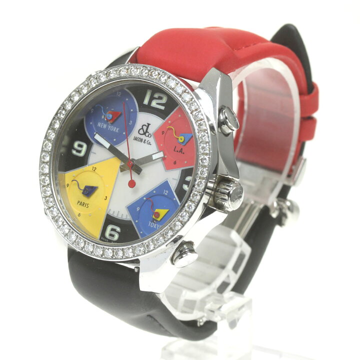 ジェイコブ JACOB&CO 5タイムゾーン 40mm ダイヤベゼル クォーツ 
