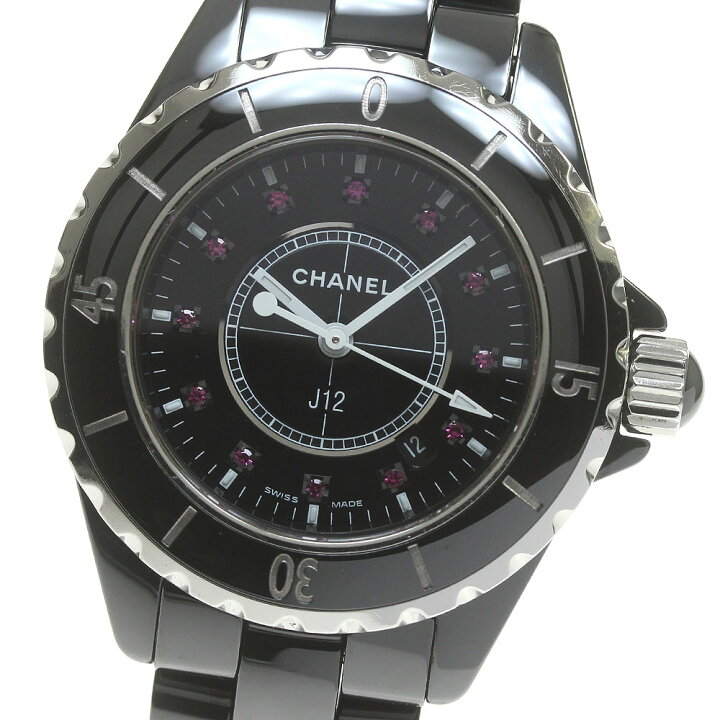 楽天市場】シャネル CHANEL H1634 J12 ブラックセラミック 12Pルビー