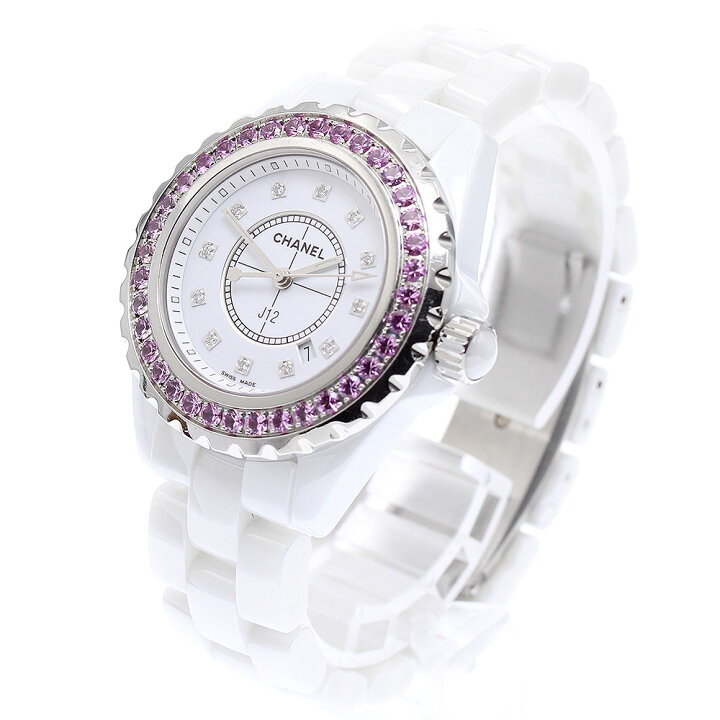 楽天市場】シャネル CHANEL H2010 J12 ピンクサファイアベゼル 白  
