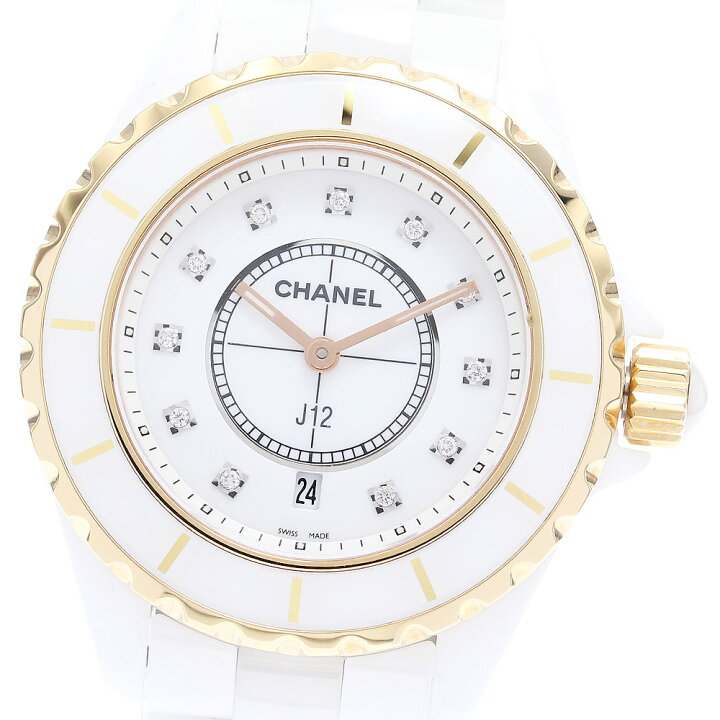 楽天市場】シャネル CHANEL H2181 J12 白セラミック 11Pダイヤ PG  