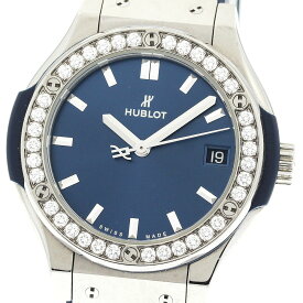 ウブロ HUBLOT 581.NX.7170.LR.1104 クラシックフュージョン ダイヤベゼル デイト クォーツ レディース 良品 保証書付き_916911【中古】