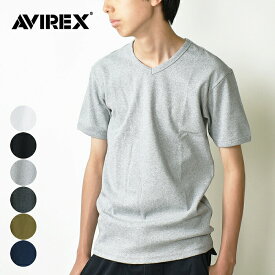 【メール便送料無料】 AVIREX アヴィレックス デイリー 半袖VネックTシャツ / リブ編み メンズ 半袖リブTシャツ アビレックス 無地 厚手 インナー タイト カットソー 男性用 抗菌防臭加工 父の日 ギフト 6143501