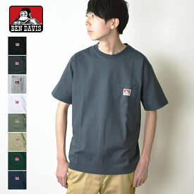 【メール便送料無料】 BEN DAVIS ベンデイビス ベーシック ピスネーム ポケットTシャツ / メンズ クルーネック 半袖Tシャツ ポケット付き ポケT 無地 ワンポイントロゴ ヘビーウェイト 厚手 コットン 綿100% ゴリラ C-23580000