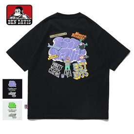 【11％OFF】【メール便送料無料】 BEN DAVIS ベンデイビス OVERLAP TEE オーバーラップ Tシャツ / メンズ クルーネック 半袖Tシャツ バックプリント ゴリラ 胸ワンポイント グラフィティー 綿 コットン100％ ヘビーウェイト C-24580018 父の日 ギフト