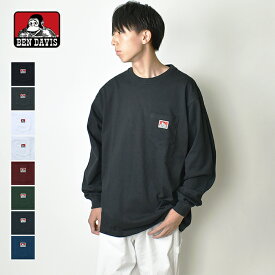 【メール便送料無料】 BEN DAVIS ベンデイビス ポケット ロングスリーブTシャツ / メンズ ロンT ワンポイントロゴワッペン ゴリラ ポケット付き 長袖Tシャツ 無地 コットン 綿100% オーバーサイズ 25FW 25SS C-24780026 C-25780023