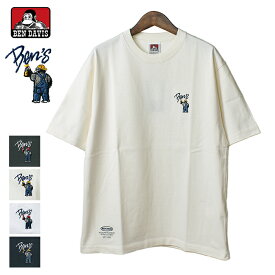 【クーポンで10%OFF対象！8/18まで】【メール便送料無料】 BEN DAVIS ベンデイビス ミニゴリラ刺繍Tシャツ GORILLA BEN'S EMB TEE / メンズ クルーネック 半袖Tシャツ ワンポイントロゴ刺繍 ワイドシルエット コットン 綿100％ ヘビーウェイト 厚手 C-25580007 父の日 ギフト