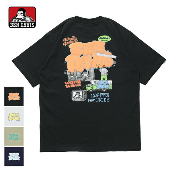 【14%OFF】【ネコポス送料無料】 BEN DAVIS ベンデイビス OVERLAP COOL TEE オーバーラップ クールTシャツ 接触冷感 / メンズ クルーネック 半袖Tシャツ バックプリント ワンポイントロゴ アメカジ カジュアル C-26580018 父の日 ギフト