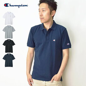 【13％OFF】【ネコポス送料無料】 Champion チャンピオン メンズ ポロシャツ ワンポイントロゴ / 半袖 鹿の子ポロシャツ カノコ素材 コットン 綿100% 胸ロゴ 袖ロゴ 刺繍 C3-Z358 父の日 ギフト 男性用