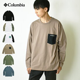 【クロネコゆうパケット送料無料】 COLUMBIA コロンビア ヤングストリートロングスリーブクルーTシャツ / メンズ ポケット付きロングスリーブTシャツ 長袖 ロンT ワンポイントロゴ ポケットTシャツ 紫外線防止 UVカット アウトドア 23FW 23SS PM0421