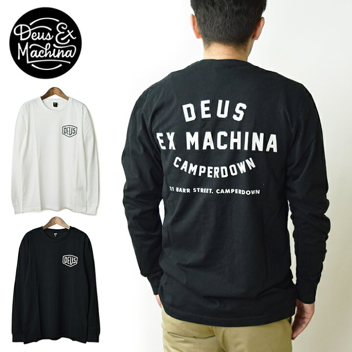 楽天市場 ネコポス送料無料 Deus Ex Machina デウス エクス マキナ キャンパーダウン ロングスリーブtシャツ Camperdown L S Tee デウス ロンｔ 長袖 ロゴプリント バックプリント ホワイト ブラック 白 黒 T Dma611a Cloth Harbor クロスハーバー
