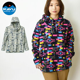 【SALE 50％OFF】 KAVU カブー BELLA COOLA ベラクーラ レディース プルオーバーフリースジャケット / ネイティブ柄 フリースプルオーバーパーカー 総柄 アウター フード付き 女性用 防寒 アウトドア キャンプ 20FW (19811087)(2126)