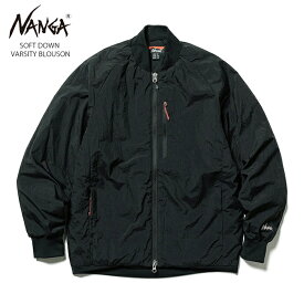 NANGA ナンガ ソフトダウンバーシティブルゾン SOFT DOWN VARSITY BLOUSON / メンズ レディース スタジャン ナイロンジャケット 長袖 ジャンパー ライトアウター ブラック 黒 ダブルジップ 男性用 ND2411-1A102