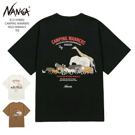 【15％OFF】【メール便送料無料】 NANGA ナンガ エコハイブリッド キャンピングマナーズ ワイルドアニマルズティー / メンズ レディース Tシャツ 半袖 バックプリント 動物 アウトドア 男性用 父の日 NW2411-1G800-A