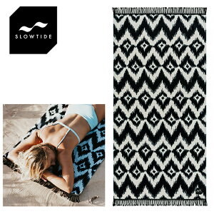 【SALE】 Slowtide スロウタイド ESCHER ビーチタオル / バスタオル 片面プリント ブランケット 大判タオル おしゃれタオル アウトドア 海 プール インテリア カバー ひざ掛け ブラック/ホワイト