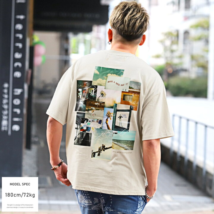 楽天市場】Tシャツ メンズ【バックフォトデコレーションプリントT 