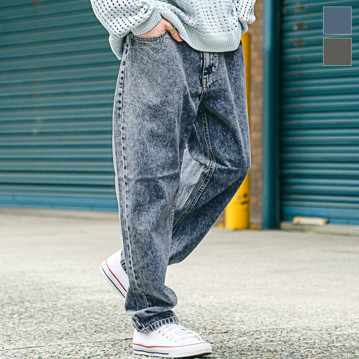 楽天市場】【ケミカルウォッシュワイドバギーデニムパンツ】メンズ 