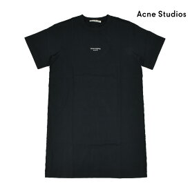 アクネストゥディオズ Acne Studios A20191-90010 BLACK リバースロゴTシャツドレス Tシャツワンピース クルーネック 半袖 ブラック 黒 レディース【送料無料】