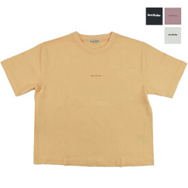 アクネストゥディオズ ロゴTシャツ レディース カットソー クルーネック 半袖 オレンジ ピンク ブラック ホワイト Acne Studios T-SHIRT【送料無料】