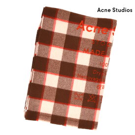 アクネストゥディオズ Acne Studios CA0026-AEV000 SCARF BROWN/PINK ロゴチェック スカーフ ストール ブラウン ピンク レディース【送料無料】