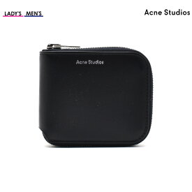 アクネストゥディオズ 二つ折り財布 レディース メンズ ラウンドファスナー ブラック 黒 Acne Studios【送料無料】
