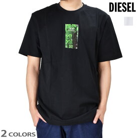 【楽天スーパーSALE】ディーゼル Tシャツ メンズ カットソー フォトプリントTシャツ 半袖 クルーネック ブラック ホワイト 黒 白 DIESEL T-JUST-E11【送料無料】