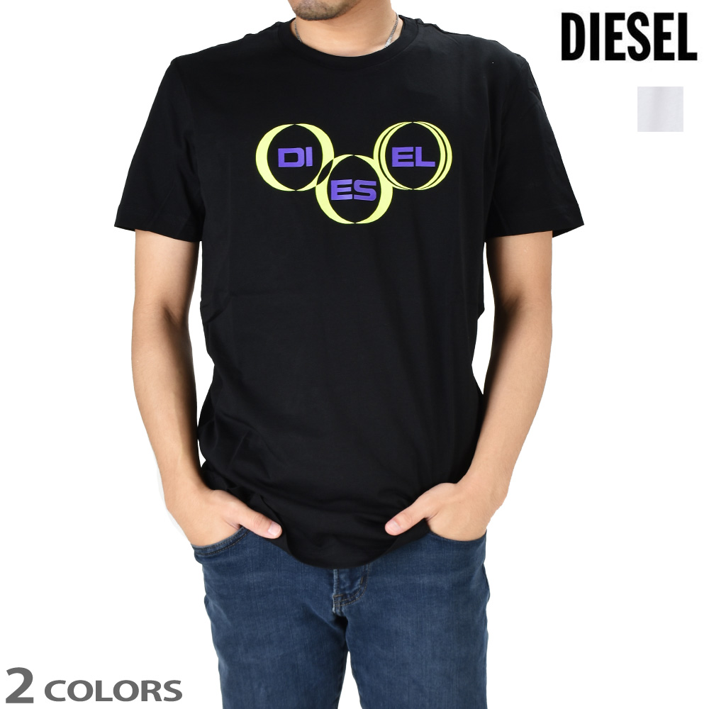 ディーゼル Tシャツ メンズ カットソー 半袖 クルーネックブラック ホワイト 黒 白 DIESEL T-DIEGOS-K39