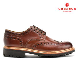 【交換送料無料】グレンソン アーチー ドレスシューズ メンズ ブローグシューズ ウイングチップ ブラウン GRENSON ARCHIE【送料無料】