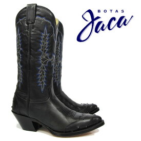 ハカ Botas Jaca 1278 black glaceLADY B.HALF VAMP 13 TUBE Kwestern boots cow boy ウエスタン ブーツカウボーイブーツ ブラック グレース ブルーステッチ 【送料無料】