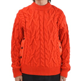 モンクレール ケーブルニット メンズ セーター クルーネック ウール オレンジ GIROCOLLO TRICOT MONCLER【送料無料】
